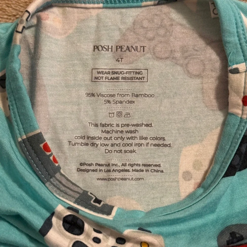 Posh Peanut Kids 4T Blue Bamboo Video Game Controller Long Sleeve Pajama Top